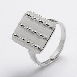 925 Sterling Silber Finger Ring Komponenten, SchleifenRing Fassungen, Platin Farbe, Größe 7, 17 mm, Bohrung: 2 mm