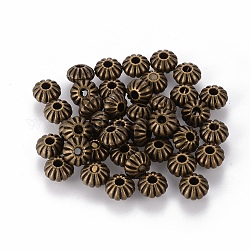 Tibetische Stil Perlen, Bleifrei und cadmium frei, Rondell, Antik Bronze, 7x5 mm, Bohrung: 2 mm