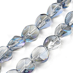 Full Rainbow Plated Electroplate Transparent Glass Beads Strands, Faceted Polygon, Light Grey, 7.5x6x6.8mm, Hole: 1mm, about 90pcs/strand, 26.85 inch(68.2cm)