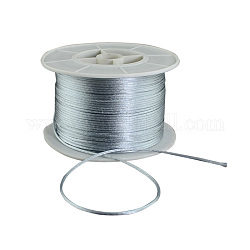 Fil de nylon ronde, corde de satin de rattail, pour création de noeud chinois, gris clair, 1mm, 100 yards / rouleau