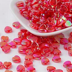 Perle acriliche trasparenti ecologiche, cuore, tinto, ab colore, rosso, 8x8x3mm, Foro: 1.5 mm, circa 2800pcs/500g