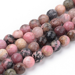 Natur Rhodonit Perlen Stränge, facettiert, Runde, 4~4.5 mm, Bohrung: 1 mm, ca. 96 Stk. / Strang, 15.5 Zoll