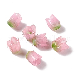 Tulip Opaque Acrylic Beads, for DIY Jewelry Making, Pink, 15x13x10mm, Hole: 0.6mm