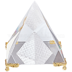 Пирамидальная призма из синтетического кварца, с подставкой из цинкового сплава, средняя лощина, для художественного декора домашнего офиса, золотые, 85x85x90 мм