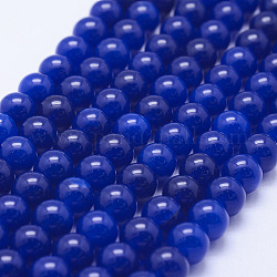 Природного нефрита нитей бисера, окрашенные, круглые, королевский синий, 8 мм, отверстие : 1 мм, около 47~50 шт / нитка, 14.57 дюйм ~ 14.96 дюйма (37~38 см)