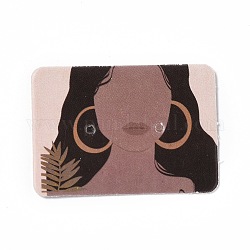 Rechteckige Schmuckkarten aus Papier zur Aufbewahrung von einem Paar Ohrringen, Frauen Muster, rosigbraun, 2.5x3.5x0.05 cm, Bohrung: 1.4 mm