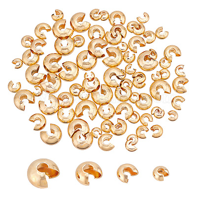 Wholesale HOBBIESAY 80Pcs 4 Style Brass Crimp Beads Covers 