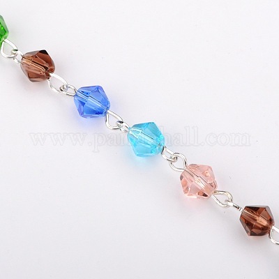 Wholesale Handmade Bicone Glass Beads Chains for Necklaces Bracelets Making  