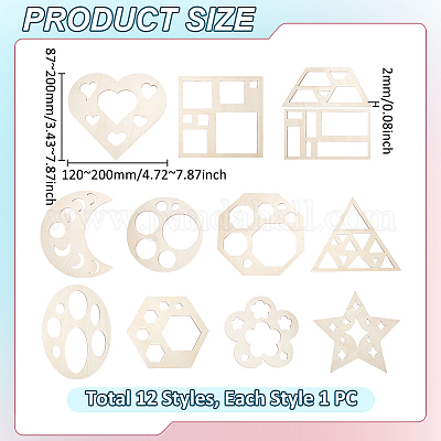 12 modello di forma geometrica in MDF&nbsp;DIY-UN0007-96A-1