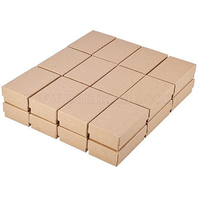 NBEADS 24 Pcs Small Kraft Brown Cardboard Boxes Jewelry Box with Lids for Ring 