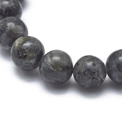 Bracelets extensibles en perles de larvikite naturelles&nbsp;BJEW-K212-B-046-1