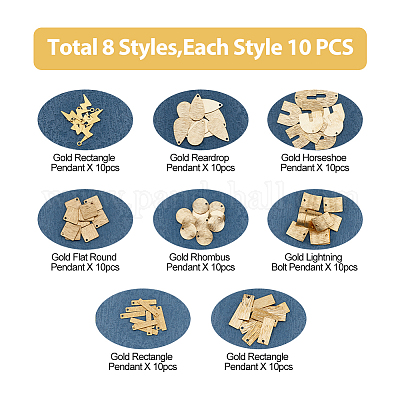  SUPERFINDINGS About 80pcs 6 Styles Golden Iron