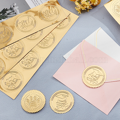 Wholesale CRASPIRE 100pcs Gold Foil Stickers Embossed Certificate Seals  Self Adhesive Stickers Medal Decoration Stickers Certification Graduation  Corporate Notary Seals Envelope (1) 