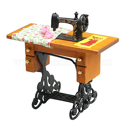 Mini Machine à Coudre Vintage En Bois Pour Maison De Poupée – Rouet Décoratif 1:12