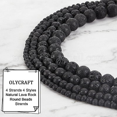 Wholesale OLYCRAFT 247 Pcs About 4mm 6mm 8mm 10mm Natural Lava Beads Undyed  Black Chakra Bead Strand Round Volcanic Lava Gemstone Energy Beads for  Bracelets Necklace Jewelry Making 