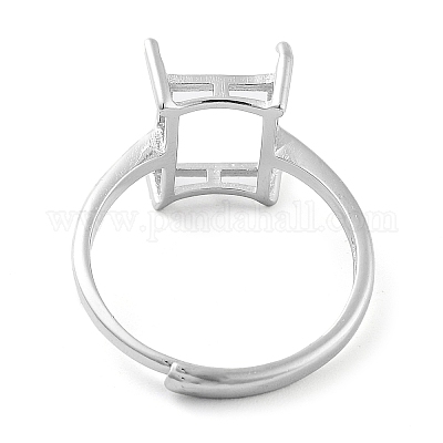 925 anello solitario in argento sterling regolabile rettangolare&nbsp;STER-G042-08P-1