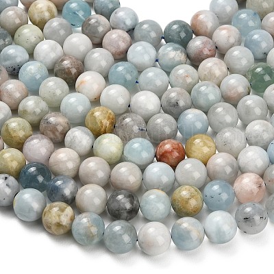 Natürliche Aquamarin Perlen Stränge&nbsp;G-F591-29B-12mm-01-1