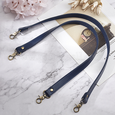 PH PandaHall 2pcs Purse Strap Replacement 15.7” Leather Replacement Handles  Blue Purses Straps Handbags Bag Strap with 0.6 Swivel Lobster Buckles for