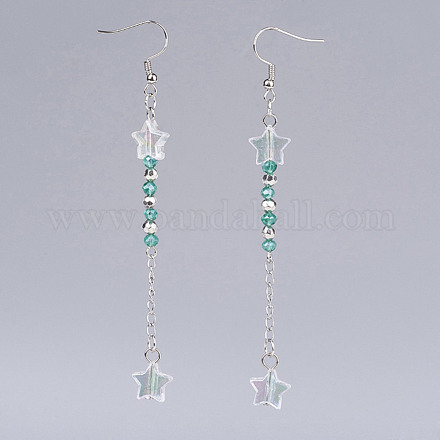 Boucles d'oreilles avec pendantifs de perles en verre EJEW-JE02564-03-1