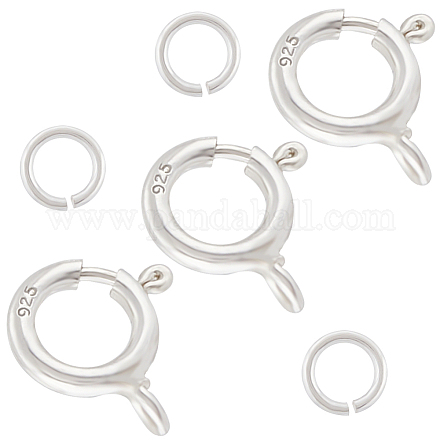 CREATCABIN 8Pcs 925 Sterling Silver Spring Ring Clasps Close Ring Open Clasps Spring Clasps Round Spring Ring Connectors Jewelry Clasp with Open Jump Rings for DIY Necklace Bracelet Making Finding 7mm STER-CN0001-33A-1