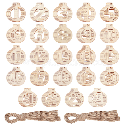 Décorations de pendentif de lanterne en bois non fini numéro 1~ 24 HJEW-WH0042-92-1