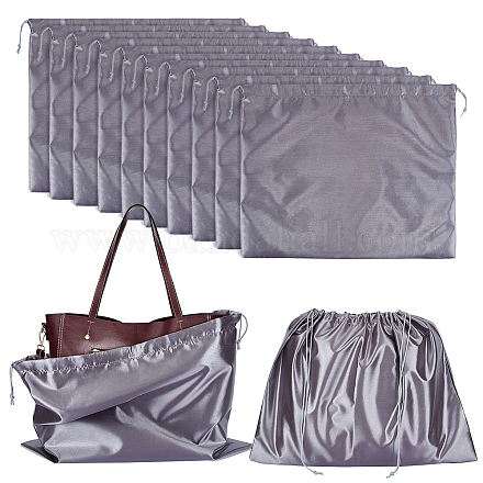 布模造シルク防塵収納ポーチ  ポータブル旅行用巾着バッグ  長方形  グレー  39.7x50x0.45cm  12個/袋 ABAG-WH0044-47D-1