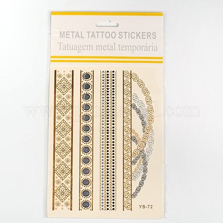 Patrón mixto falsos extraíble de metal temporal pegatinas de papel de tatuajes AJEW-O027-31-1