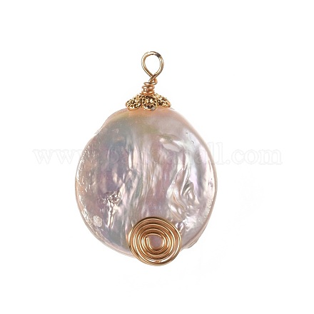 Ciondoli di perle keshi con perle barocche naturali X-PALLOY-JF00393-1