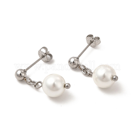 Orecchini pendenti con nappa di perle di vetro EJEW-P219-10P-1