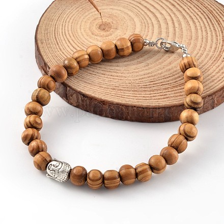 Round Wood Beads Anklets AJEW-AN00133-1