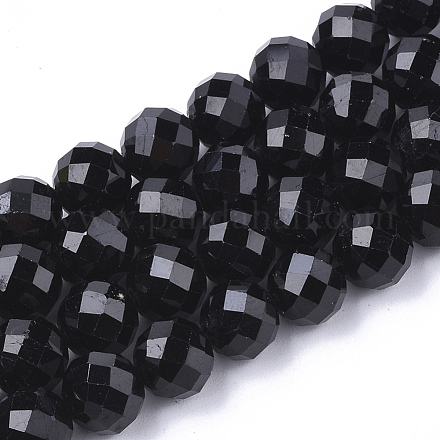 Naturali nera perle di tormalina fili G-S345-10mm-002-1