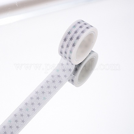 DIYスクラップブック装飾紙テープ  マスキングテープ  スター  ホワイト  15mm  5m /ロール（5.46ヤード/ロール） DIY-F016-P-18-1