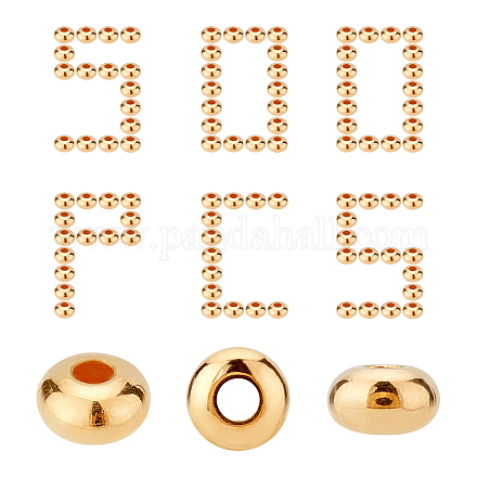 CREATCABIN 1 Box 500pcs 18k Gold Plated Round Spacer Bead for Jewelry Making Brass Golden Rondelle Beads for Bracelet Necklace Earring Making Crafting KK-CN0001-29-1