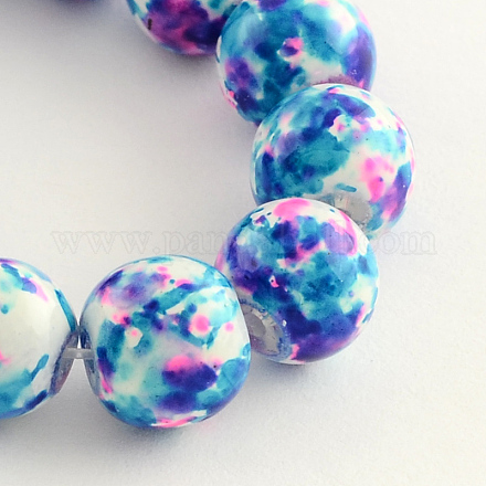 Chapelets de perles en verre peint X-DGLA-Q014-6mm-06D-1
