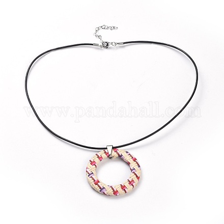 Ожерелья с подвесками из рафии NJEW-JN02359-03-1