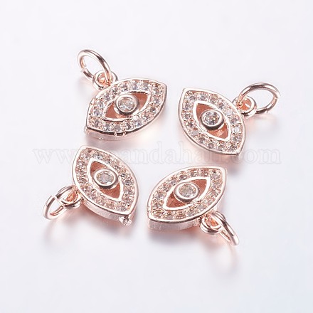 Long-Lasting Plated Brass Micro Pave Cubic Zirconia Charms X-ZIRC-F069-34RG-1