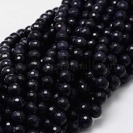 Synthetic Blue Goldstone Beads Strands G-UK0001-08F-8mm-1
