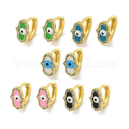 Серьги-кольца из латуни с микропаве из кубического циркония EJEW-C088-38G-1