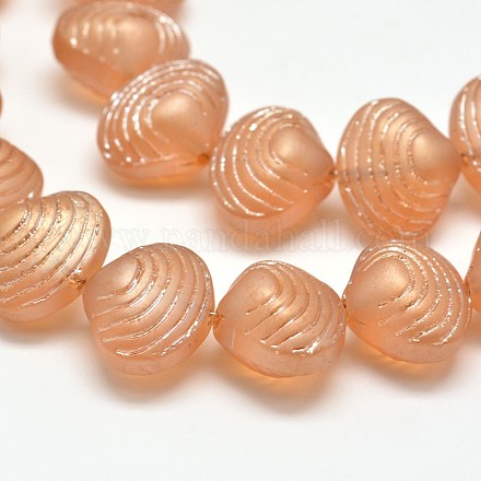 Frosted Electroplate Glass Shell Beads Strands EGLA-M002-A03-1
