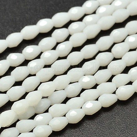 Brins de perles de verre en forme de larme à facettes imitation jade EGLA-J132-B03-1
