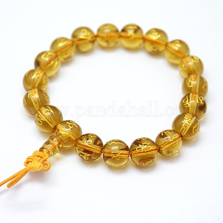 Stretch Buddhist Jewelry Glass Round Mala Beaded Bracelets BJEW-N206-03-1