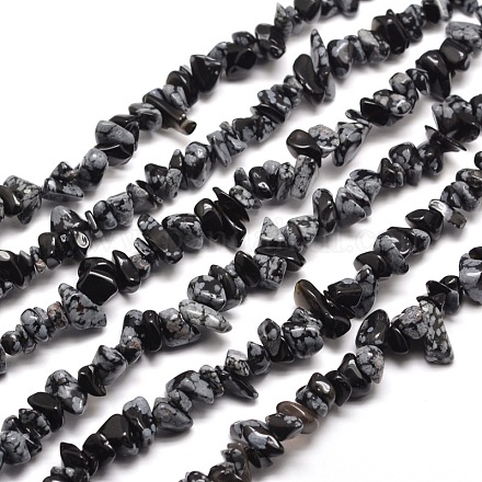 Schneeflocken-Obsidian-Chip Bead Stränge X-G-M205-23-1