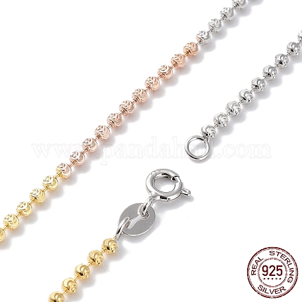 Collar de cadena de bolas de plata de ley 925 multicolor segmentado para mujer NJEW-A014-04-1