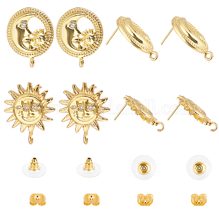Nbeads 4 Pairs 2 Style Brass Stud Earring Findings KK-NB0002-50-1