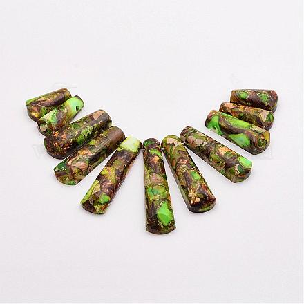 Brins de perles de jaspe impérial et de bronzite assemblés G-P298-B01-1