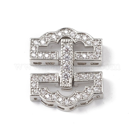 Rack Plating Brass Micro Pave Clear Cubic Zirconia Watch Band Clasps KK-C019-24P-1