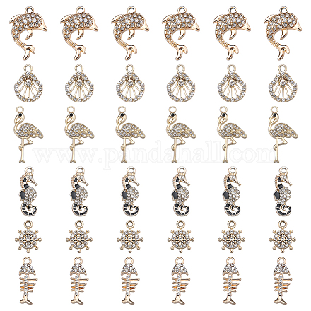 Sunnyclue 36 pièces 6 pendentifs en alliage de placage uv de style ALRI-SC0001-32-1
