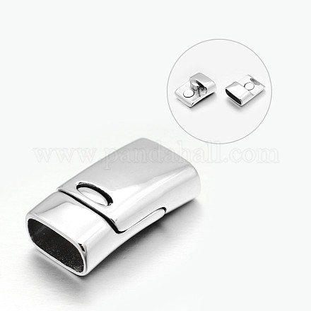 Rectangle 304 Stainless Steel Magnetic Necklace Clasps STAS-N065-36B-1
