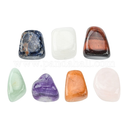 7pcs 7 estilos de cuentas de piedras preciosas mezcladas naturales G-FS0005-52-1