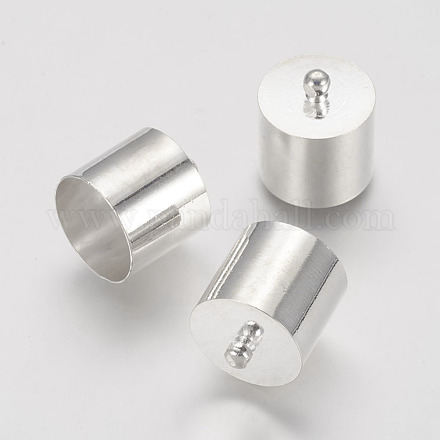 真鍮製コードエンドパーツ  エンドキャップ  銀色のメッキ  16x14mm  穴：1mm  内径：13.5mm KK-D219-16x14-S-1
